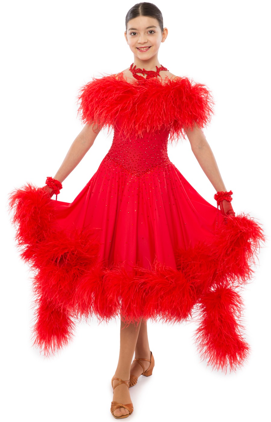 Teen Girl Red Ballroom Dress Angelina