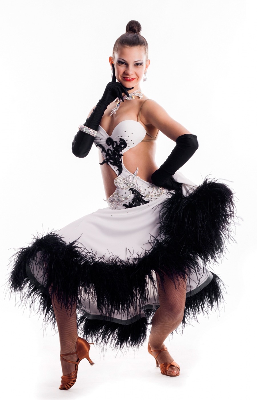 Latin Dress Lady White Black