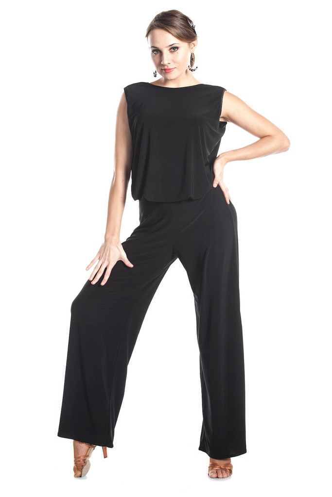 Women Black POSH Latin Dance Jumpsuit